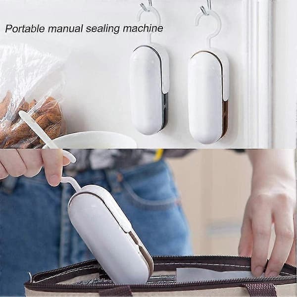 Mini Poseforsegler - 2 stk Mini Poseforseglingsmaskin Mini Plastforseglingsmaskin, Matlagring, Fersk Snacks