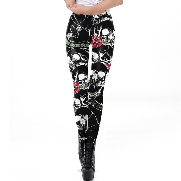 Halloween Leggings för kvinnor Roliga grafiska stretchiga byxor style 6 L