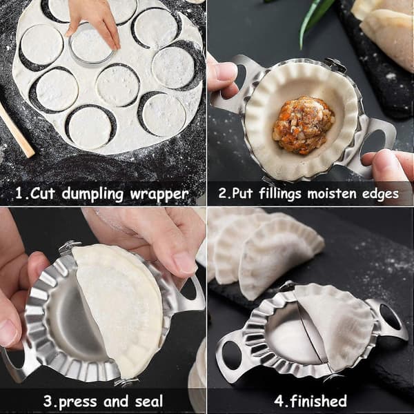 3 Stykker Dumplings Maker Dumpling Press Former Med 3 Stykker Dumpling Deig Former I 9.5 Cm/ 8.5 Cm/ 8 Cm Dumpling Wrapper Kutter Pai Ravioli Empanadas