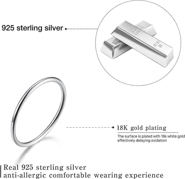 925 Sterling Sølv Minimalistiske Ledringe Simple Tynde Ringe Haleringe Stabelbare Ringe, Størrelse 2-11