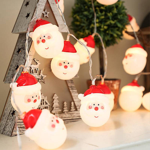 Jultomtehuvud Ledsnöre Fairy Lights Hemmaträdgård Xmas Tree Ornament Lamp Party Festlig Hängande Dekoration Batteridriven 20Leds 2M