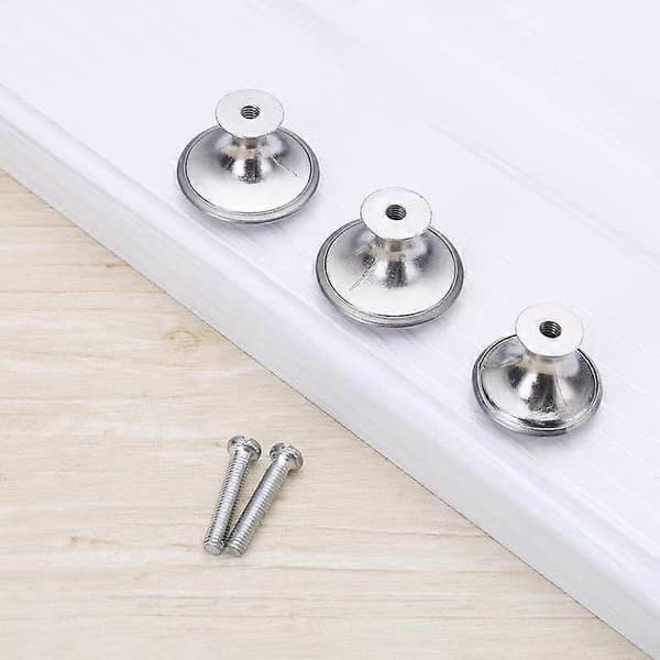 Set med 8 möbelknoppar, Zinklegering, 30mm, Silver