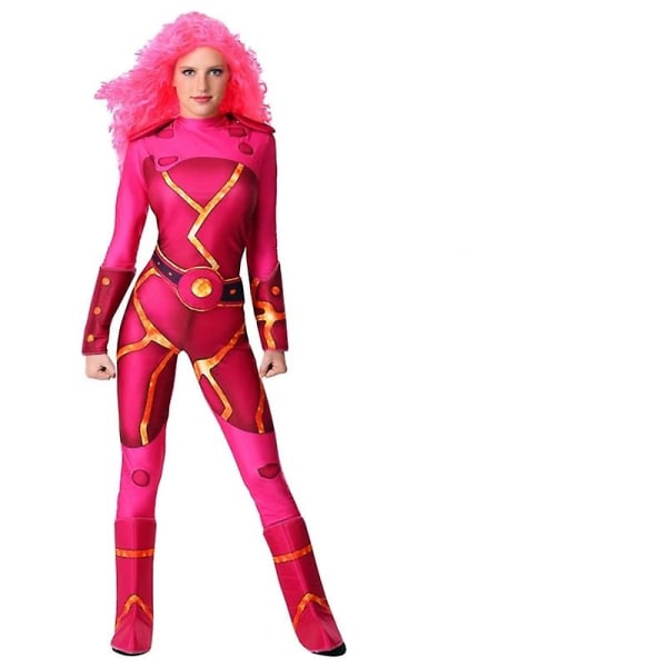 Halloween Cosplay Girl Barn Jumpsuit För Baby Girls Kostym Rose Red Hells Angel Devil Party Vampirina Lava Girl Demon Costume Adult L