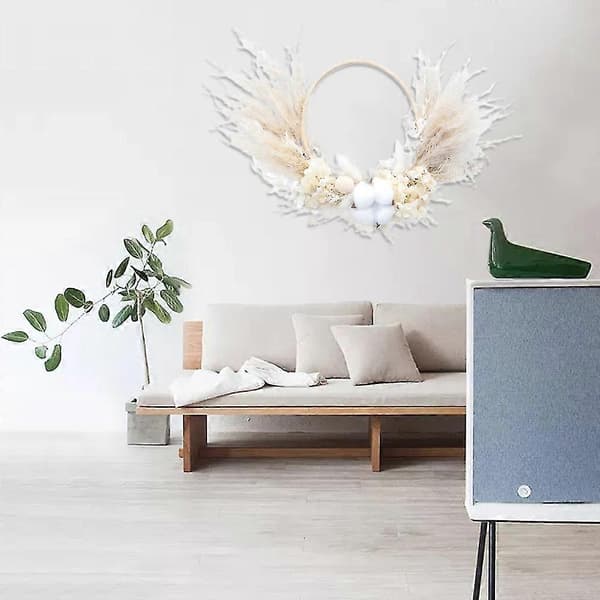 pampas tørket blomsterkrans, for hjem boho dekor, bryllupsdekorasjon