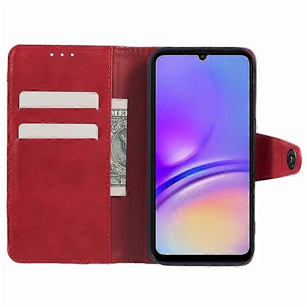Kompatibelt Skal för Samsung Galaxy A55 5G, skarvad PU-läder magnetisk stängning plånboksfodral Red