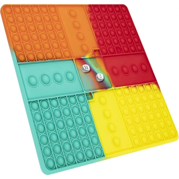 Stort Pop Spel Fidget Leksaker, Jumbo Regnbåge Schackbräde Tryck Bubbla Popper Fidget Sensoriska Leksaker med 2 Tärningar, Jätte Stress Relief Fidget Leksaker att Leka Med