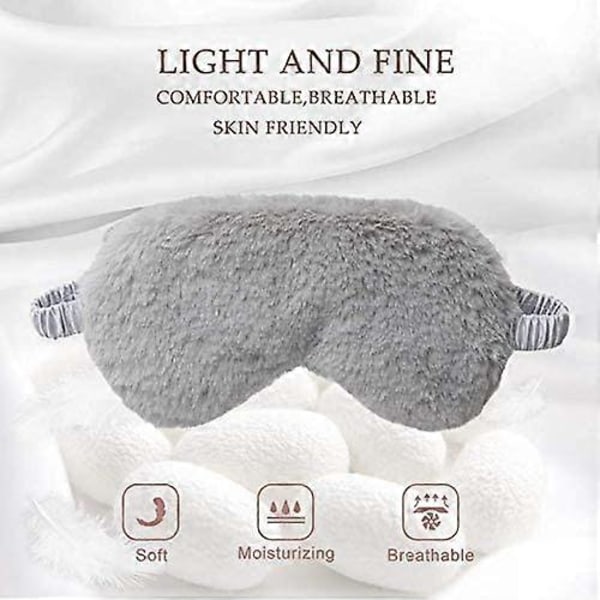 2 st Mjuka, släta plyschögonmasker i satin (Grå Vit)