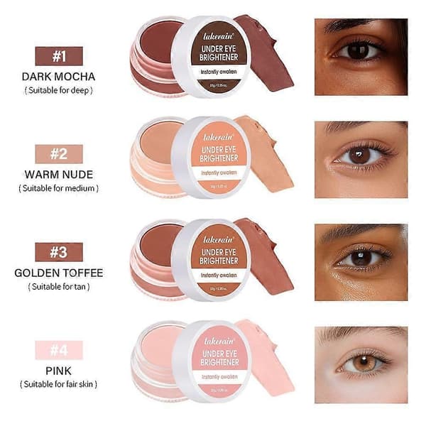 Øyeunderlysner og concealer - Hydrerende fargekorrigerer for mørke ringer, lett øyeunderlysende krem, glatt og blandbar Warm Nude
