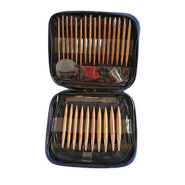 13 Par Stickor Set Karboniserad Bambu Utbytbara Cirkulära Vävnads Syverktyg Croch (haoyi)
