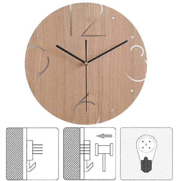 Väggklocka Stor Storlek Nummer Tyst Modern Formdesign Khaki 29,5 x 29,5 x 2,5 cm Tidsvisning 1-pack