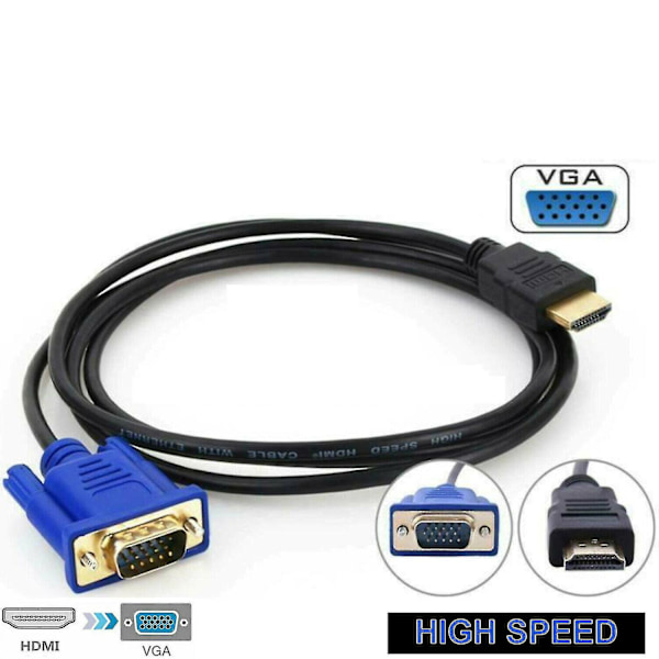 Til PC DVD 1080p HDTV 1,8 m HDMI Han til VGA Han Video Konverter Adapter Kabel