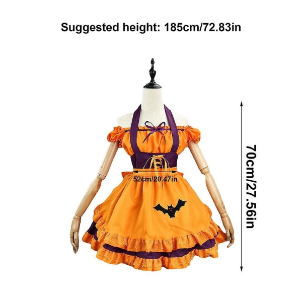 Brodeerattu Pumpkin Maid -asu Anime Cosplay Brodeerattu puku Ranskalainen piika- set Halloween-mekkoasu Purple 4XL