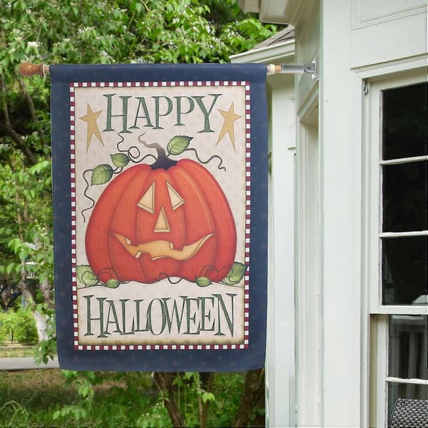 Trädgårdsflagga för hemmet, dubbelsidig Glad Halloweenpumpa
