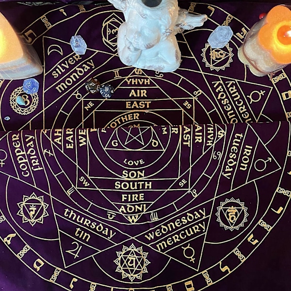 58x58cm Taide Tarot Pagan Alttariliina Ennustuskortit Neliönmuotoinen Pöytäliina Lautapeli Samettikangas Sisustus