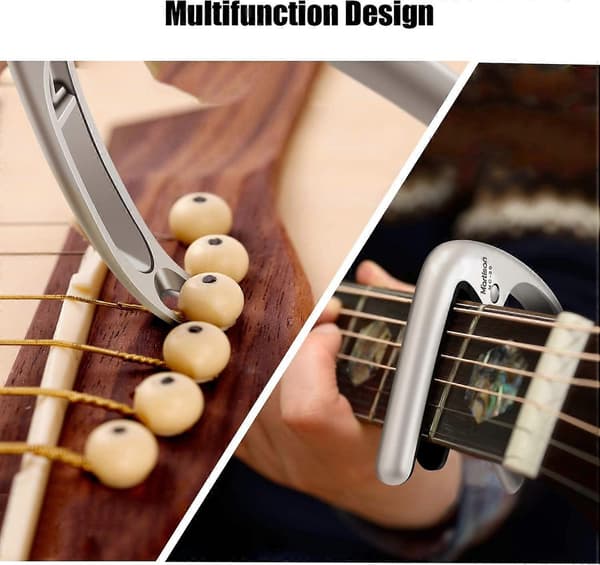 Nirvana Enhånds Trigger Capo / Capo til Akustisk Guitar, Elektrisk Guitar, Western Guitar, Koncert Guitar, Bas, Ukulele, Sølv
