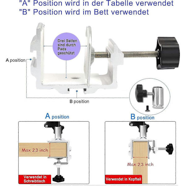 Nettbrettholder Kompatibel Med Seng, Justerbar Og Sammenleggbar Nettbrettholder Med 360 Graders Rotasjon