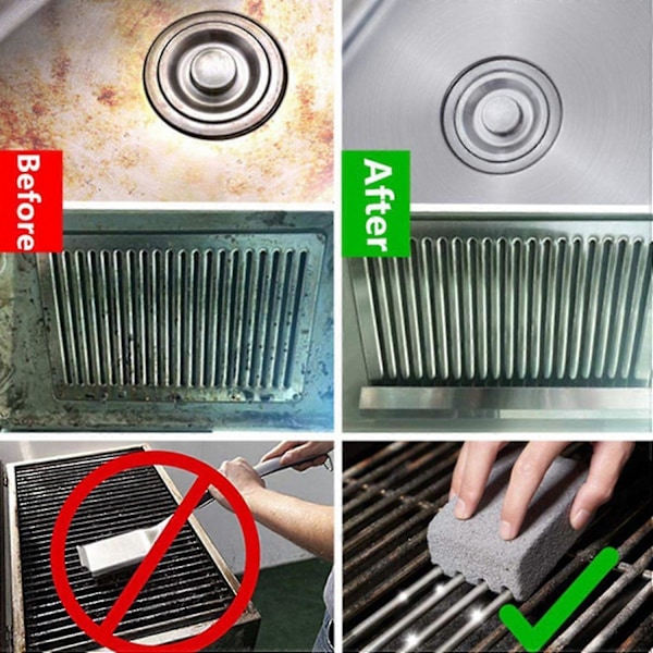 2 stk. Grillsten Bred Anvendelse Effektivt Glaspulver Universel Fremragende Friktion Grillrenser-ZZY
