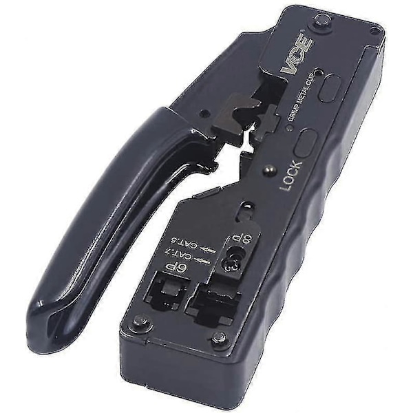 Gj669bk Rj45 Krympeværktøj, Professionelt netværkskrympeværktøj til Rj45 Cat7 Cat6a Cat6 Cat5 Rj11 Ethernet-kabelstik