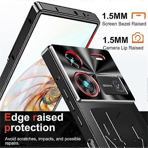Kompatibelt Skal för ZTE nubia Z60 Ultra Aluminiumlegering+PC Telefonskal Grafen Värmeavledning Black