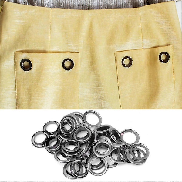 100 stk. messing stof DIY værktøj strikketilbehør rustfrit læderhåndværk øje (sort 6 mm)