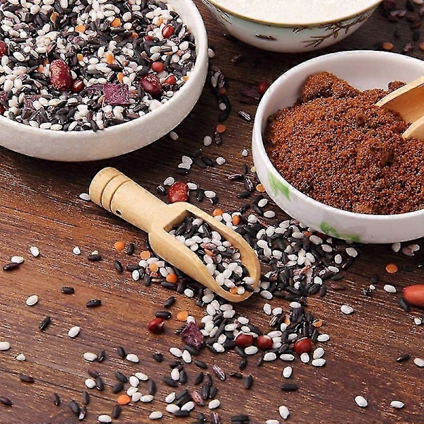10 stk. Langskaftet Træske Salt Kaffebønne Sukker Krydderi Køkkenredskab