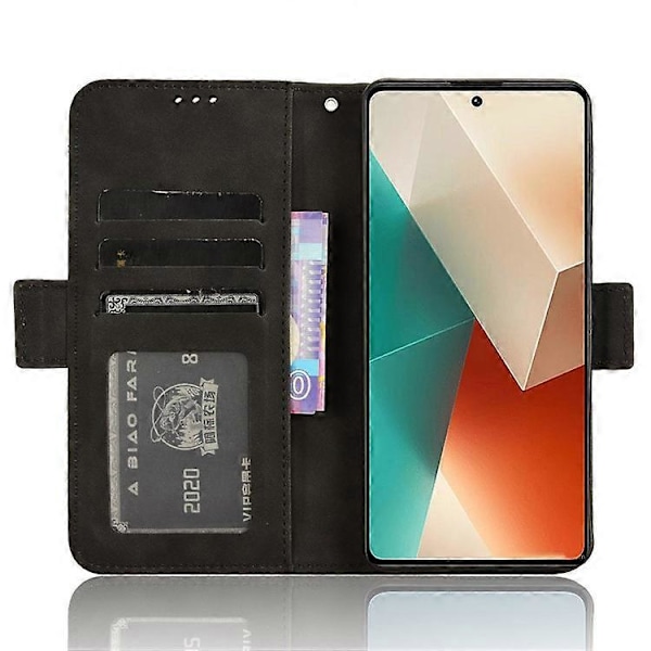 Kompatibelt Skal för Xiaomi Redmi Note 13 5G Slim-Fit PU Läder Telefonställ Plånboksfodral Black