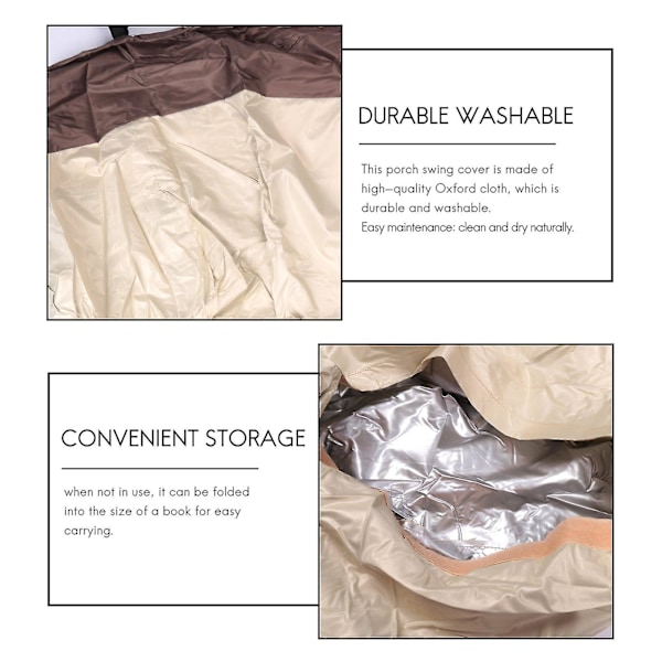 Verandagungskydd Vattentätt, Utomhusgungskydd För Hängande Gunga 142cmx81cmx63cm, beige&kaffe