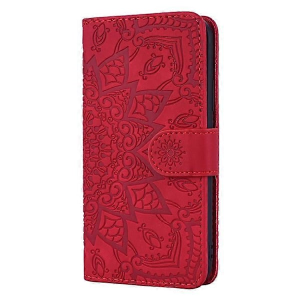 Imprint Mandala Kukka Jalusta Lompakko Nahkakotelo Suojakuori Yhteensopiva Samsung Galaxy A50/A50s/A30s:lle Red