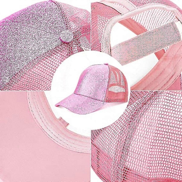 Glitterhatt med hästsvansöppning för flickor, baseballkeps för små flickor med hög, slarvig hästsvansöppning, skärmkeps yu