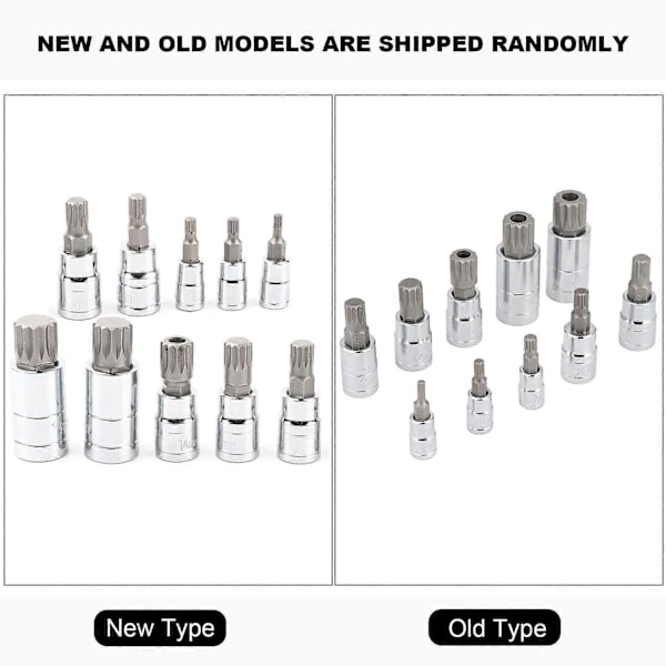 10 stk. 12-kantet Triple Square Splined Bit Top Sæt M4-M18 1/4\" 3/8\" 1/2\" Drev Reparationsværktøjssæt