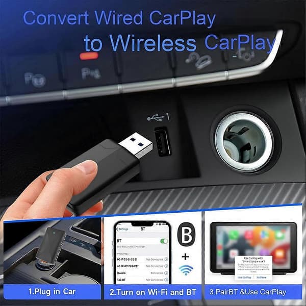 2 i 1 Kablet til Trådløs Tilslutningsboks Androids Auto 2 i 1 Smart USB-dongle til Køretøjer Biler