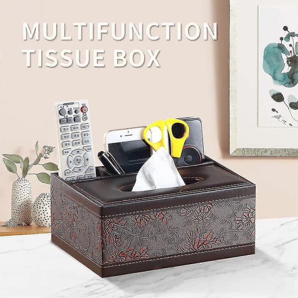 Servettboxlock Läder Retro Rektangulär Multifunktionell