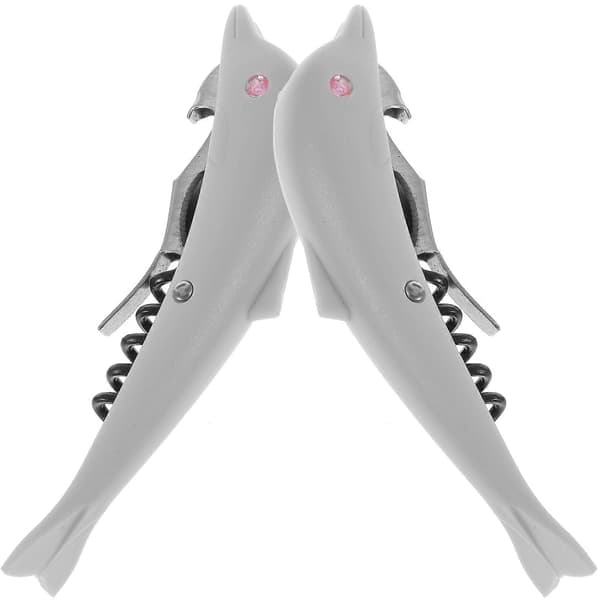 Hauska pullonavaaja delfiinin muotoinen harmaa 15x3cm pullonavaus 2kpl