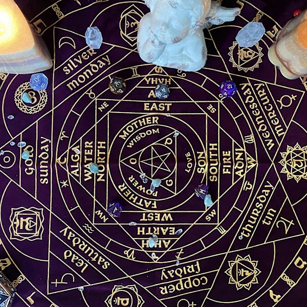 58x58cm Taide Tarot Pagan Alttariliina Ennustuskortit Neliönmuotoinen Pöytäliina Lautapeli Samettikangas Sisustus