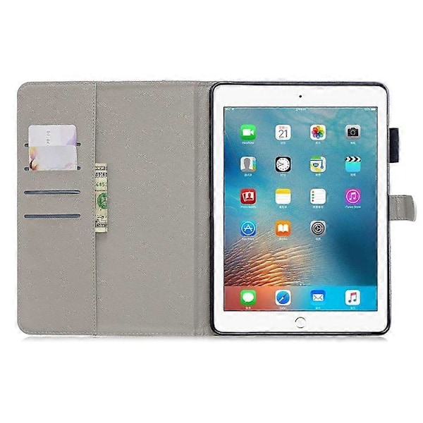 PU Læder Tablet Cover med Mønsterprint [Wallet Stand] Kompatibel med iPad 9.7-tommer (2018) (2017) (2016)/iPad Air 2, Etc Red