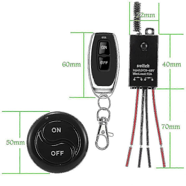 433 MHz:n langaton kauko-ohjainkytkin, DC12V/24V/48V/72V 40A rele RF-kytkin 100 metrin pitkällä kantamalla R-M
