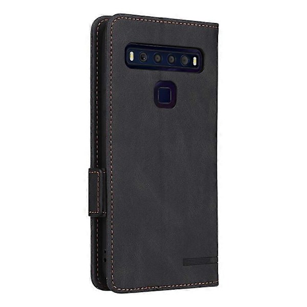 Kompatibel med TCL 10L/10 Lite Hardware Design Stand Magnetisk Lukning Læder Mobiltelefon Beskyttelsesetui med Pung Black