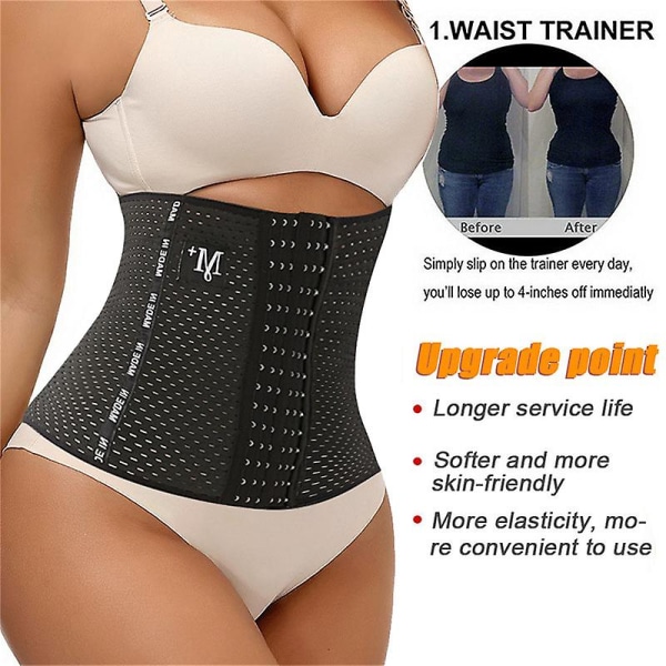 Waist Trainer synnytyksen jälkeinen vartalonmuotoilu litteä vatsakorsetti laihdutusvyö naisille S muotoileva tuppi, vatsaa säätelevä muotoiluvaatteet Black2-strip M