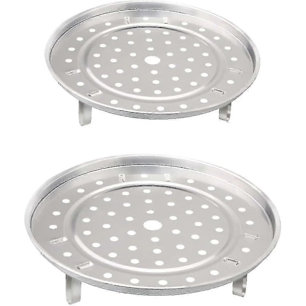 2 stk. Dampsætsæt i rustfrit stål - Runde dampbakker med aftagelige ben til gryder og pander (20 cm, 22 cm) - q37