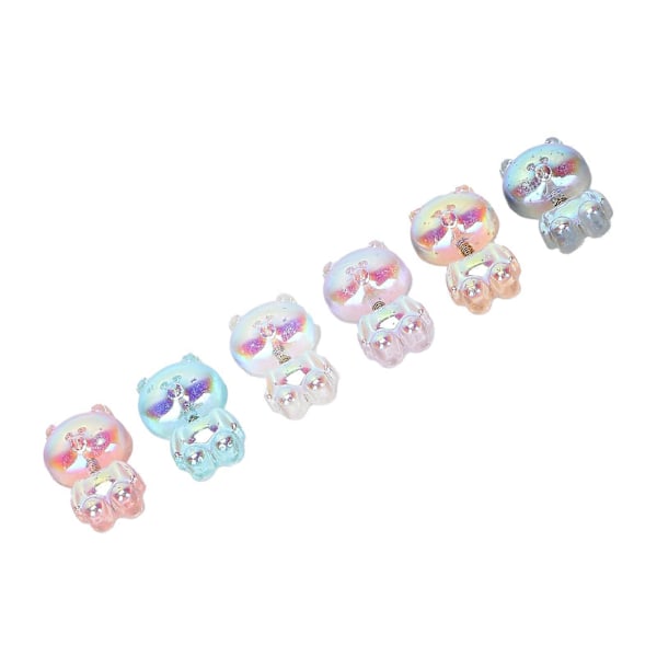 6 st Björn Nagelkonst Dekoration Söta 3D Björn Nagelaccessoarer Dekaler för DIY Manikyr