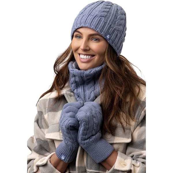 Söta randiga Fairisle thermal fleecefodrade thermal för kvinnor Dusky Blue S-M