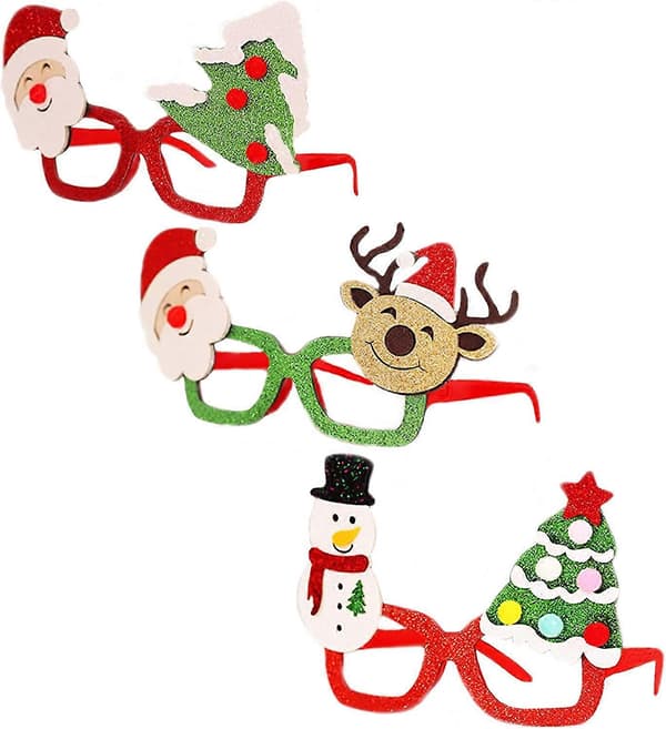 3-pack Julglasögon Glitter Plast Partyglasögon Julklapp