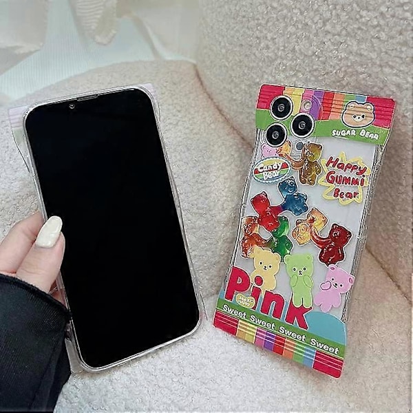 Snack Bag Gummy Bear Telefondeksel Kompatibelt med iPhone 12 Deksel Linsebeskyttelse Søt Sugar Snack Bag Deksel Myk TPU Klar Deksel