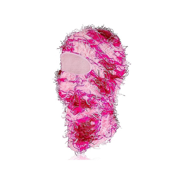 Män Kvinnor Nödställda Balaclava Hatt Cool Ski Mask Full Face Stickad Balaclava Vinter Varm Vindtät Cap För Kallt Väder Pink 2