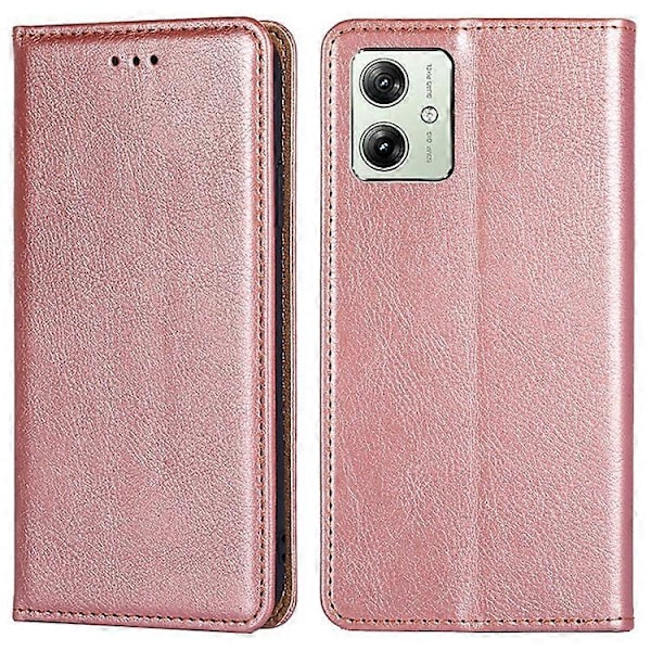 Kompatibel for Motorola Moto G54 5G Deksel Slankt Telefondeksel Lommebok PU Lær Telefonstativ Deksel PinkGold