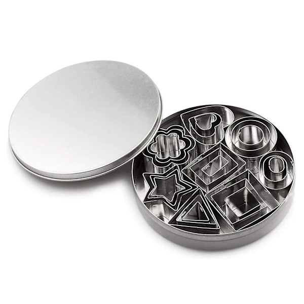 24 stk Mini Kakeform Rustfritt Stål Geometri Leirekutter DIY Keramisk Keramikk Polymer Leire Øredobber Kutteform Verktøy-fg
