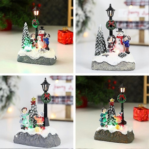 Julbelysning Mini Dekoration Resin Dockhus Mikro Landskap Ornament