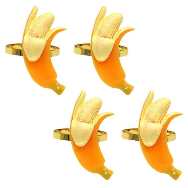 Frukt Servettringar Bananformade Matbordsdekorationer Picknickar 4st