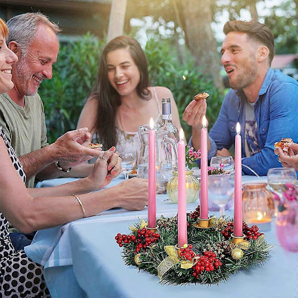 Joulun Adventtiseppele 12 tuuman Adventtikynttilänjalka Keinotekoinen Jouluseppele Nauhalla Käpy Adventtikeskuskappaleeseen Joululomalle