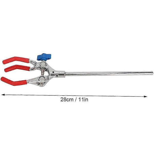 Laborklämma 28cm 3-fingerdesign Gummibelagd Huvud Laboratorieklämma Multifunktionell Kondensorbägare Förlängningsklämma